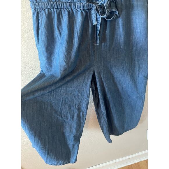 Women's Old Navy Blue Cotton Jumpsuit with drawstring wide leg Size Small - Picture 5 of 7